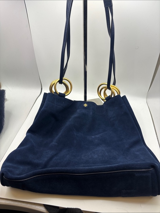 Tory Burch Handbags - Tory Burch Farrah Suede Tote Bag in Royal Navy / Midnight Blue